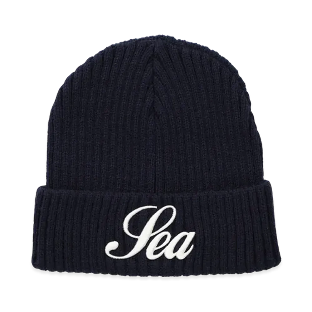 WIND AND SEA Script Knit Cap "Navy"