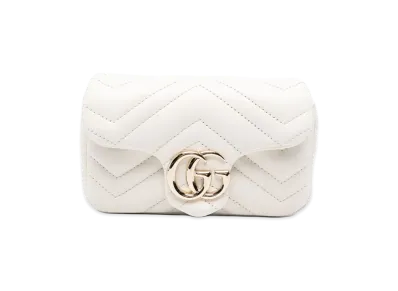 GUCCI Women's Leather Mini GG Marmont Shoulder Bag "White"