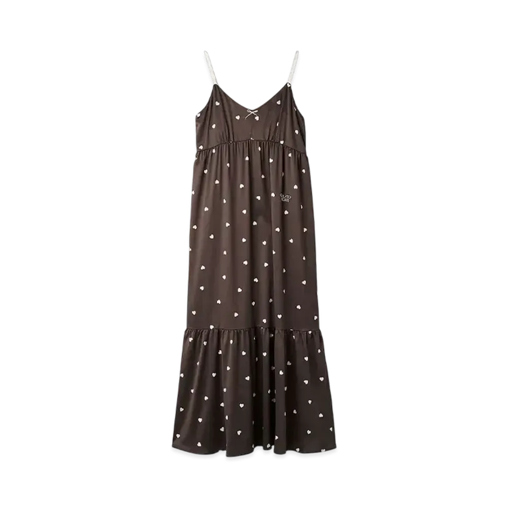 GELATO PIQUE Valentine Heart Pattern Satin Cup-In Dress "Brown"