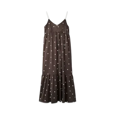GELATO PIQUE Valentine Heart Pattern Satin Cup-In Dress "Brown"