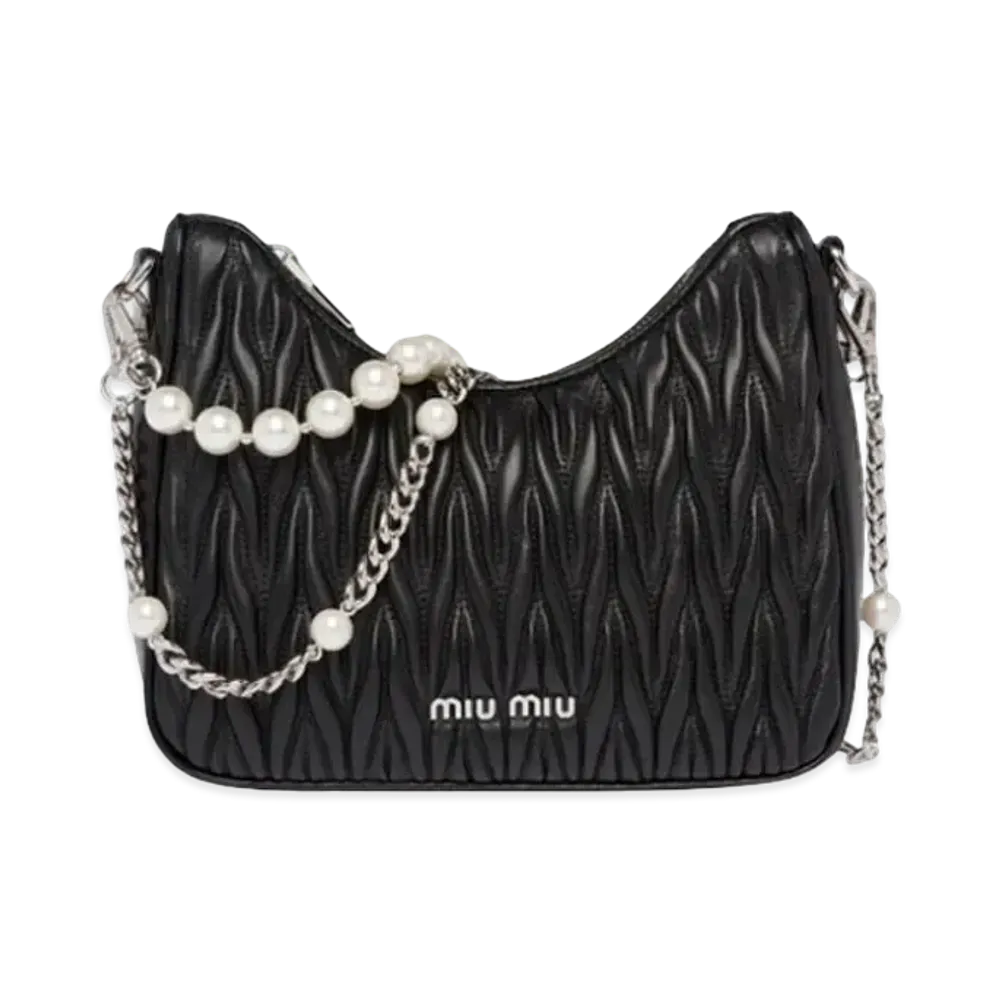MIU MIU Materassenapa Leather Shoulder Bag "Black"