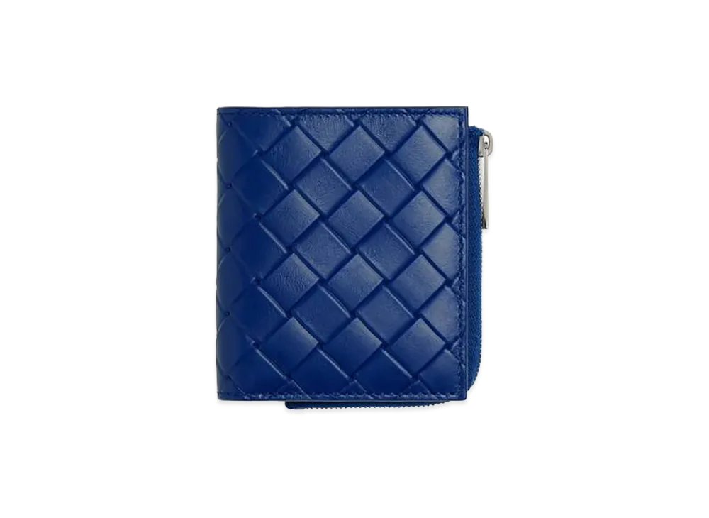 Bottega Veneta Intrecciato Stamp Bi-fold Wallet "Royal Blue"