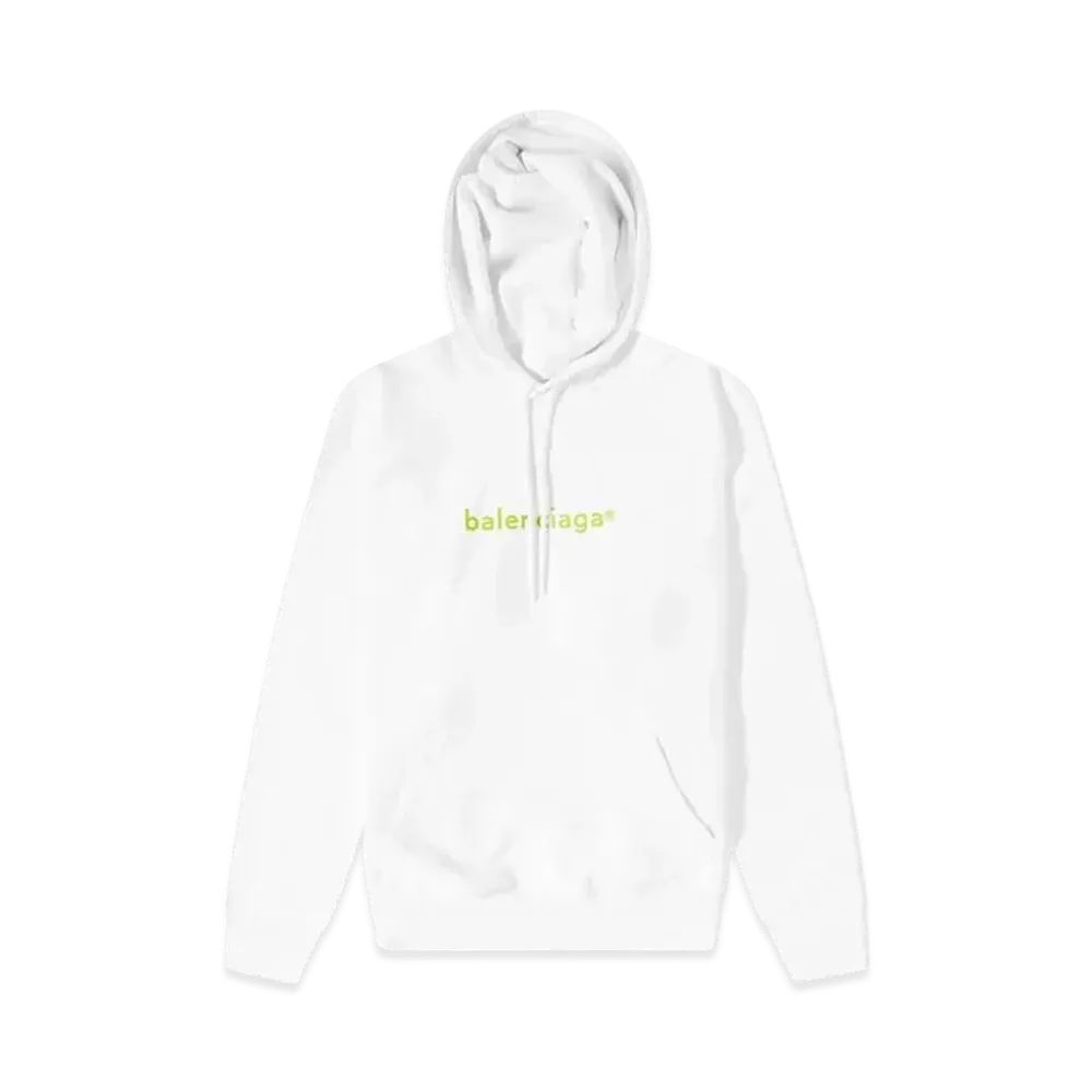 BALENCIAGA Copyright Logo Hoodie "White/Lime"