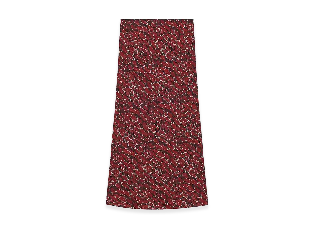 Saint Laurent Women's Printed-Silk Midi Skirt "Multicolor"