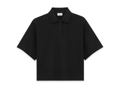 Saint Laurent Women's Polo Oversized Pique Coton Polyester "Black"
