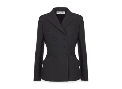 Dior Women's 30 Montaigne Bar Jacket Double Breasted Wool Silk "Black"