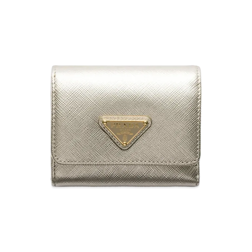 PRADA Saffiano Triangle Wallet "Pyrite"