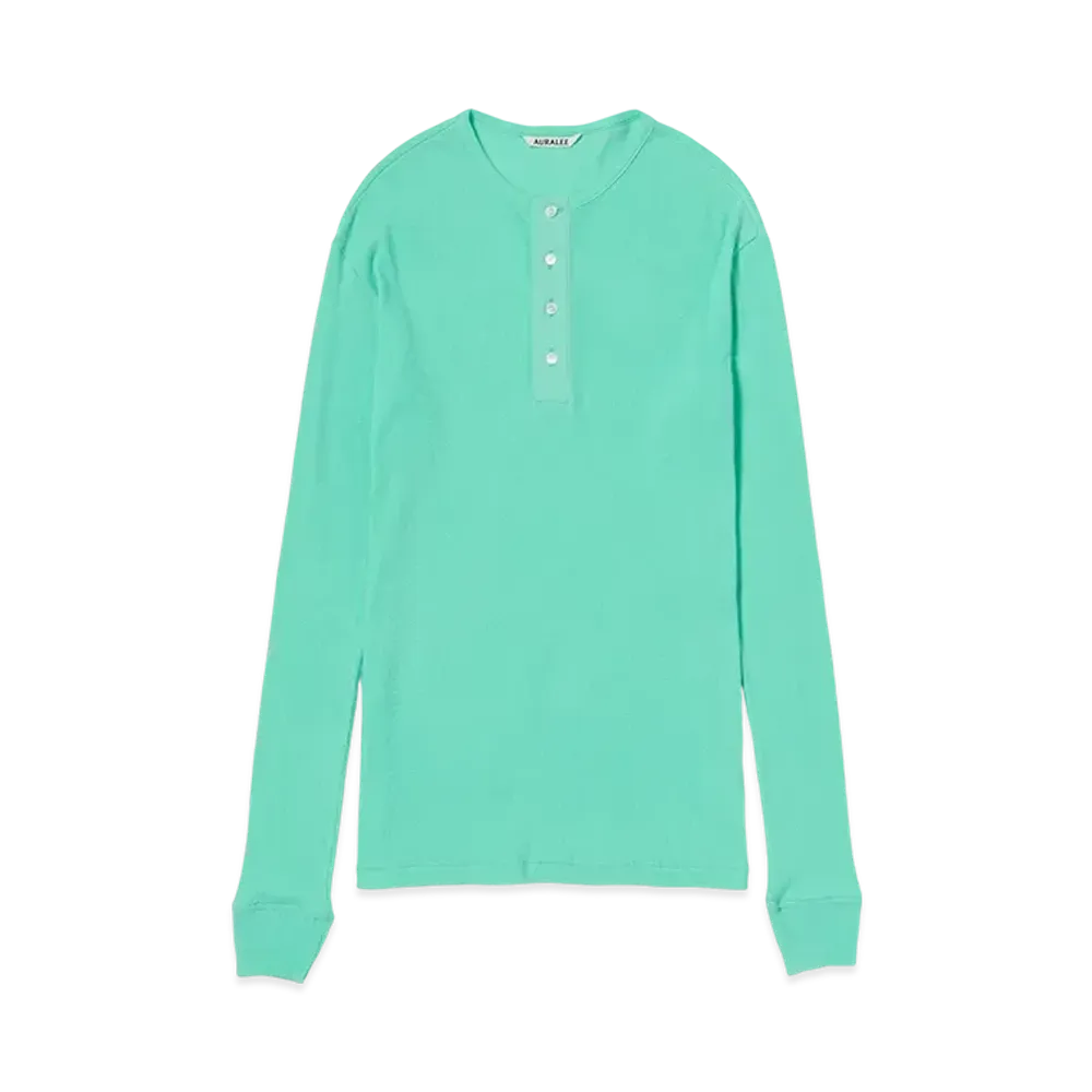 AURALEE Organic Soft Rib Henly Neck P/O "Aqua Green"