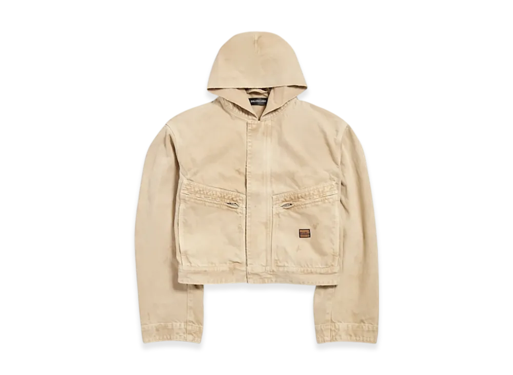 BALENCIAGA Cropped Hooded Workwear Jacket "Beige"
