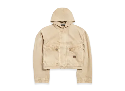 BALENCIAGA Cropped Hooded Workwear Jacket "Beige"