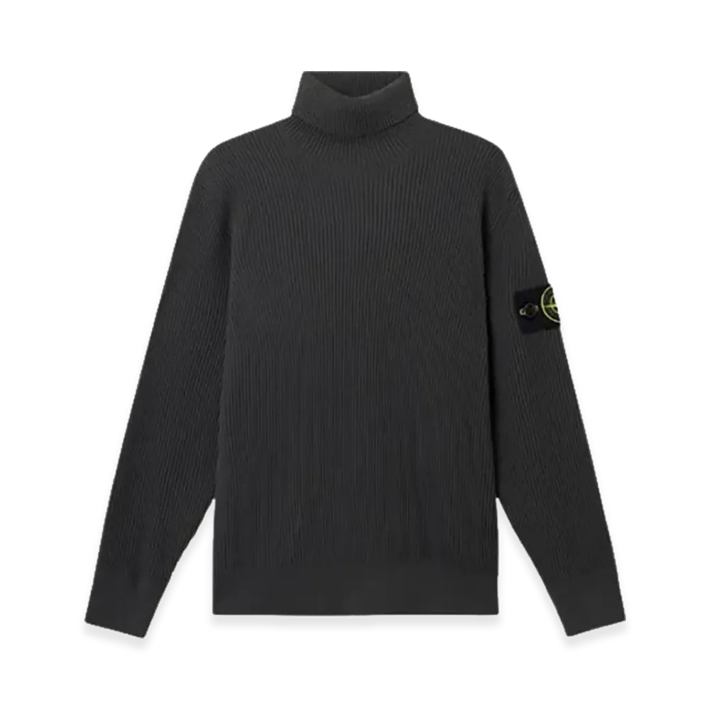 Stone Island Ribbed Wool Turtleneck Pullover "Gray"