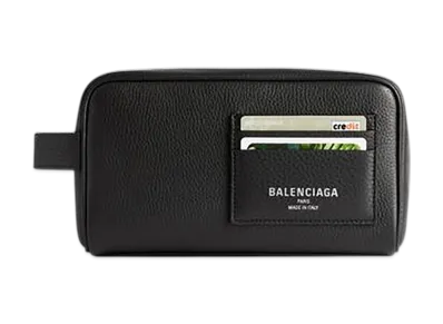 BALENCIAGA Credit Toiletry Pouch "Black"
