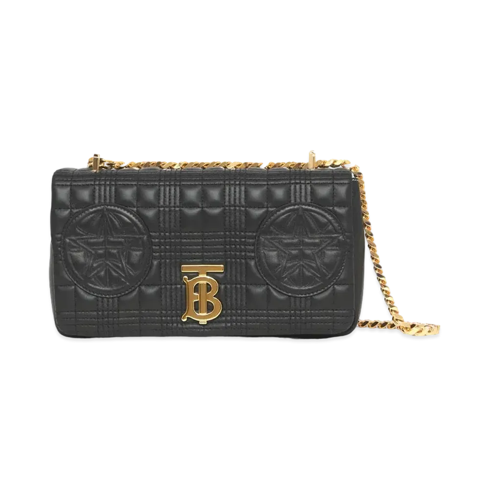 Burberry Small Badge Applique Quilted Lambskin Lola Bag "Black"