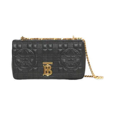 Burberry Small Badge Applique Quilted Lambskin Lola Bag "Black"