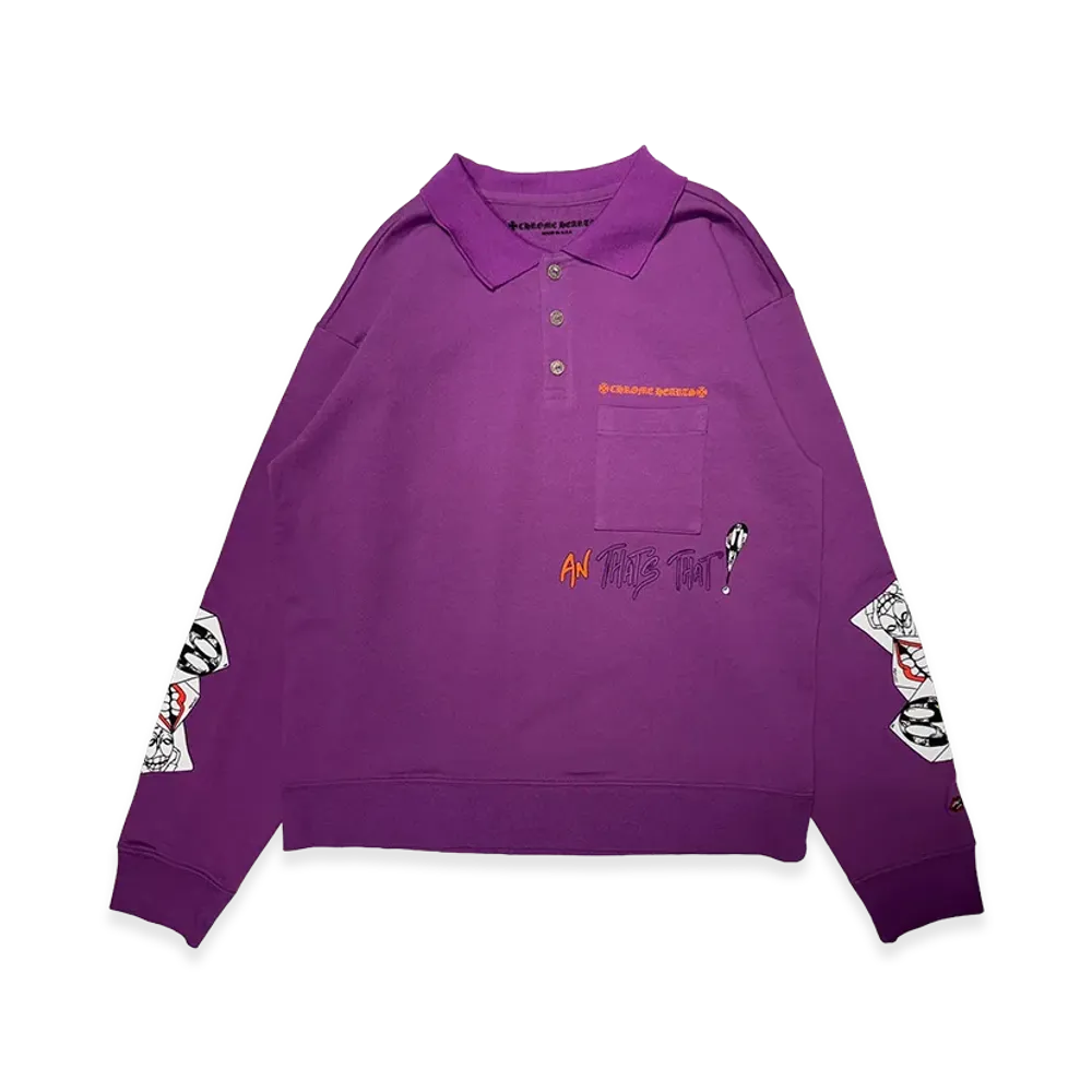 Chrome Hearts Matty Boy "I Want More Not Less" L/S Polo Shirt "Purple"