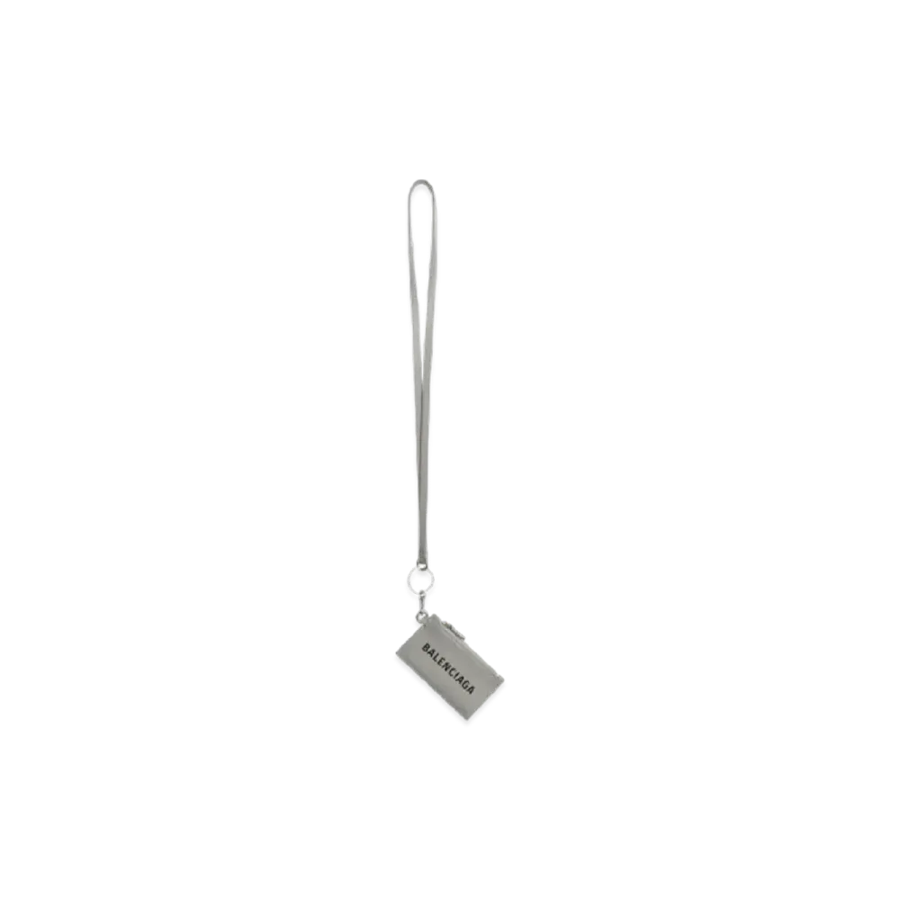 BALENCIAGA Cash Card Case On Keyring in Graphite "Gray"