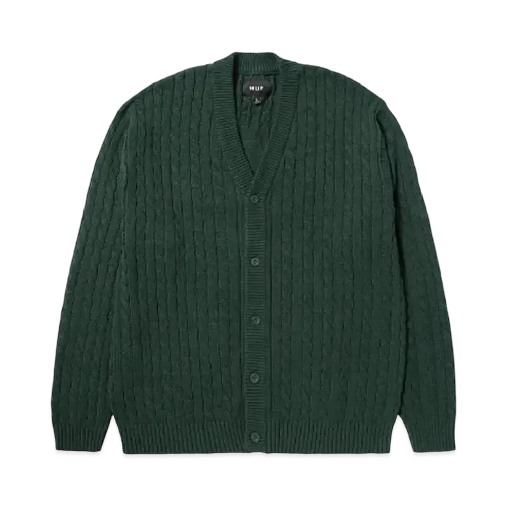 HUF Winter 24 TT Jacquard Cardigan "Hunter Green"