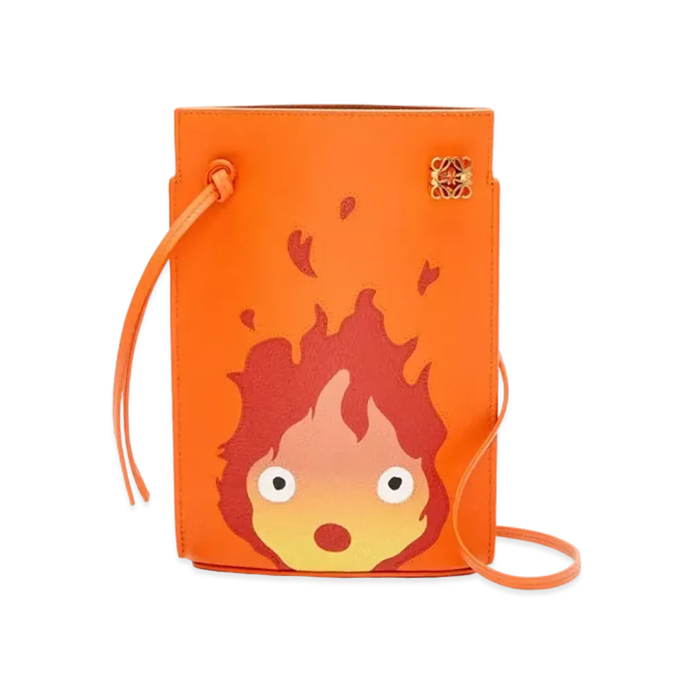 LOEWE x Howl's Moving Castle Calcifer Dice Pocket In Classic Calfskin "Orange" C643R12X02 0010803724