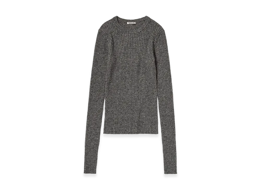 AURALEE Women's Cashmere Nep Knit P/O "Mix Gray"
