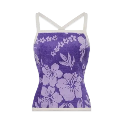 Marine Serre Regenerated Jersey Jacquard Towel Bustier "Purple #1"