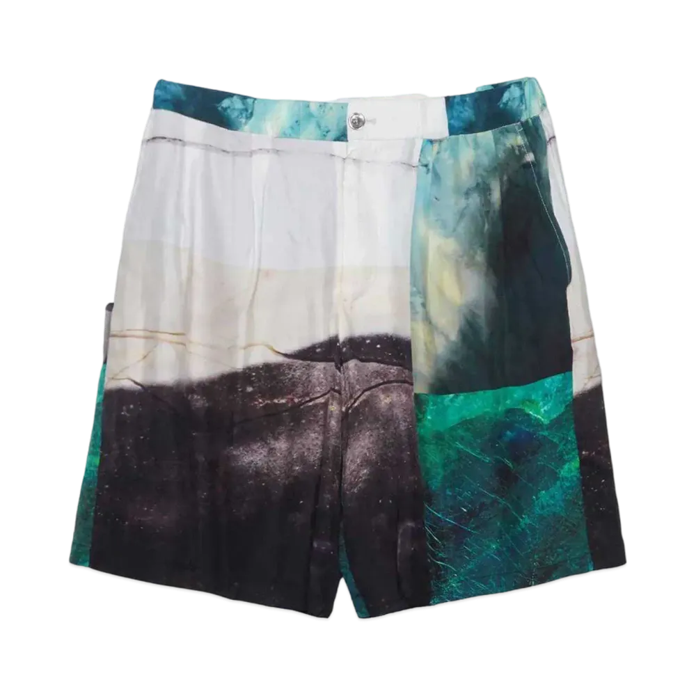 TAAKK ORE PATTERN SILK THE KNEE SHORTS "GREEN"
