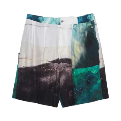 TAAKK ORE PATTERN SILK THE KNEE SHORTS "GREEN"