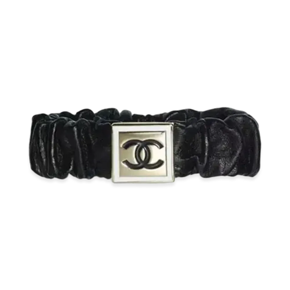 CHANEL Leather Scrunchie "Black"
