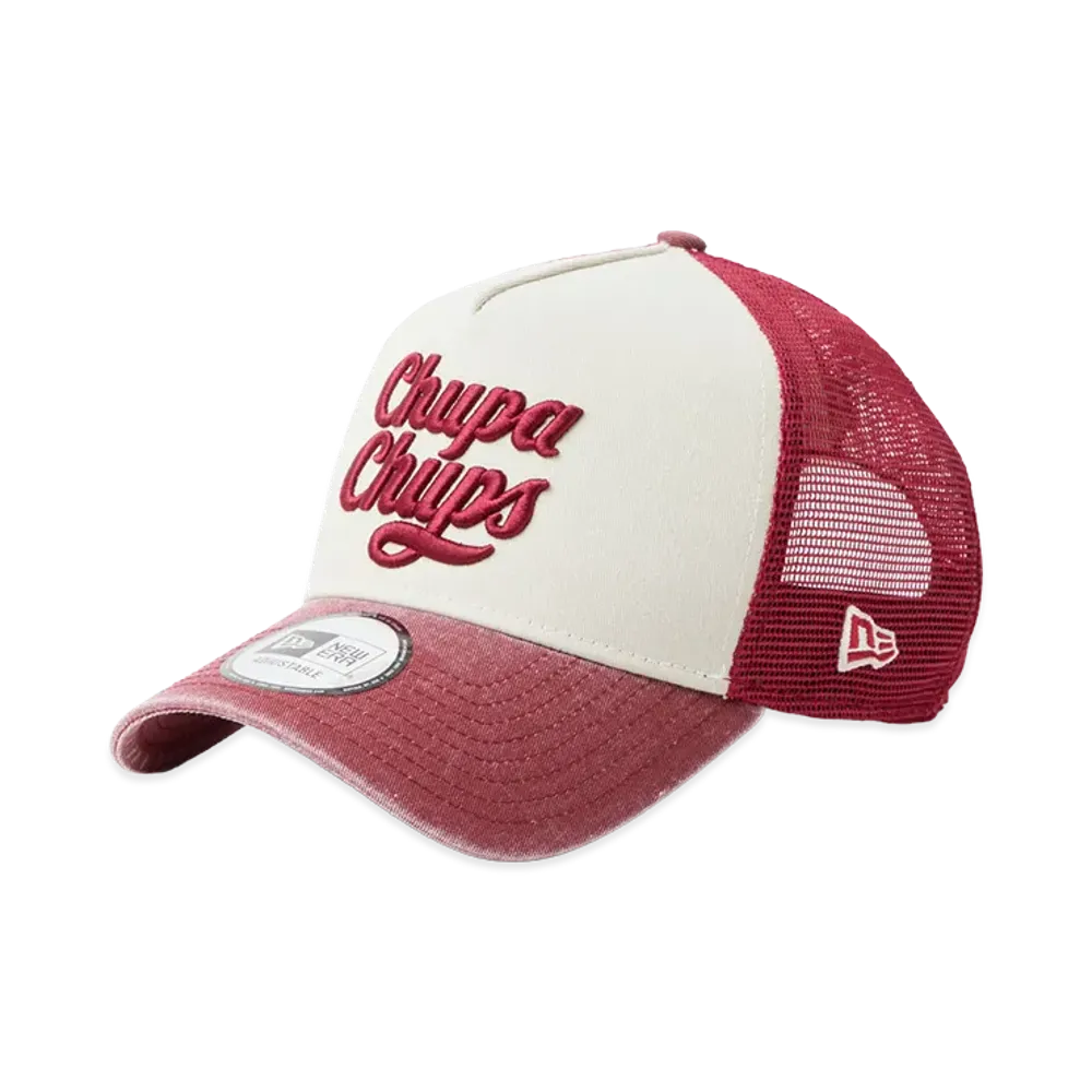 NEW ERA 9Forty A-Frame Trucker Chupa Chups Italian Wash "Scarlet/Chrome"