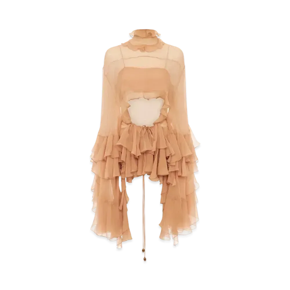 Chloe Fluid volant top in silk mousseline "Cheek"