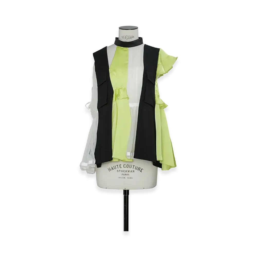 sacai Women's Fabric Mix Pullover "Navy/Yellow"