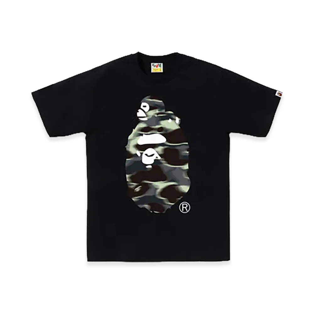 A BATHING APE Screen Camo Milo On Big Ape Tee "Black/Black"
