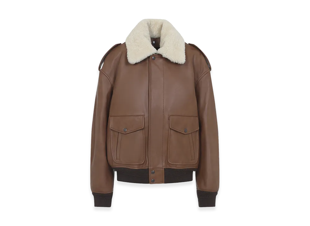 Saint Laurent Women's Aviator Bomber Jacket "Brown"
