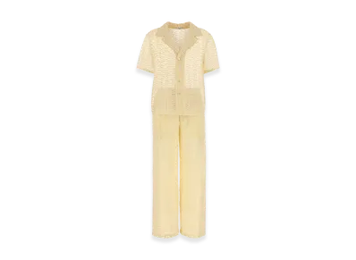 Saint Laurent Women's Pastel Cotton Blend Pyjama Set "Yellow"