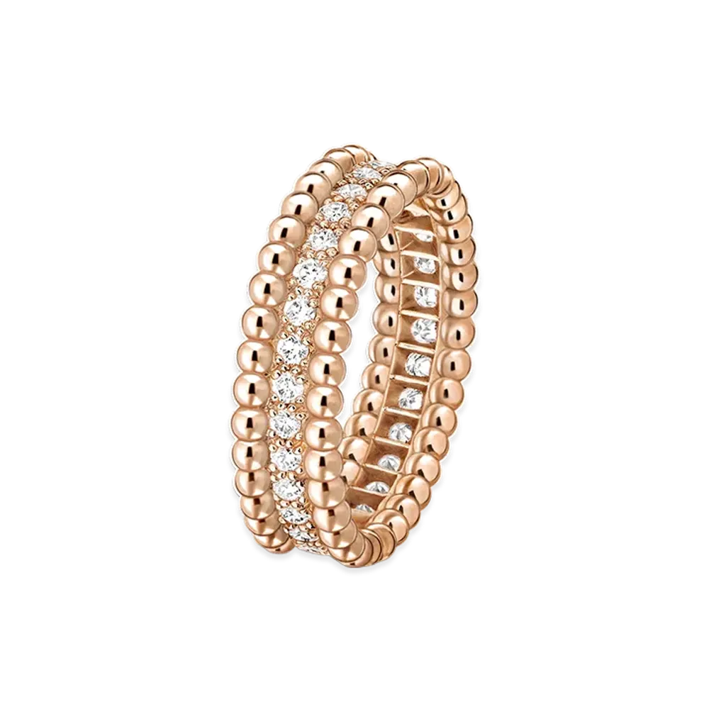 Van Cleef & Arpels Perlee diamonds ring 1 row model "18K Rose gold/Diamond"