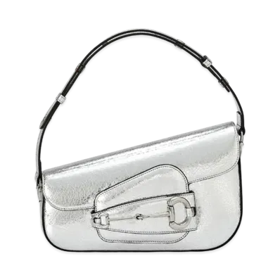 GUCCI Horsebit 1955 Shoulder Bag "Metallic Silver"