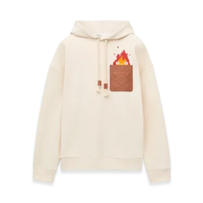 LOEWE x Howl's Moving Castle Calcifer Leather Patch in Cotton "Ecru"