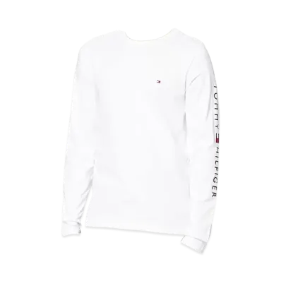 TOMMY HILFIGER Shoulder Logo Long Sleeve Tee "White"