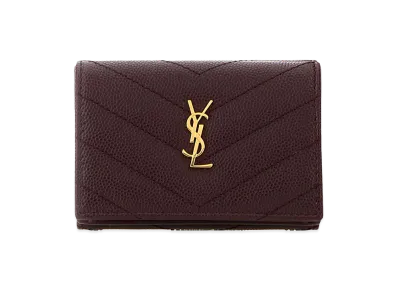 Saint Laurent Women's Plum Leather Wallet "Bordeaux"