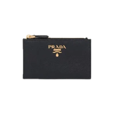 PRADA Saffiano Multicolor Card Case "Black/Pink"