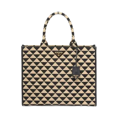 PRADA Prada Shymbol Jacquard Fabric Large Handbag "Black/Beige"