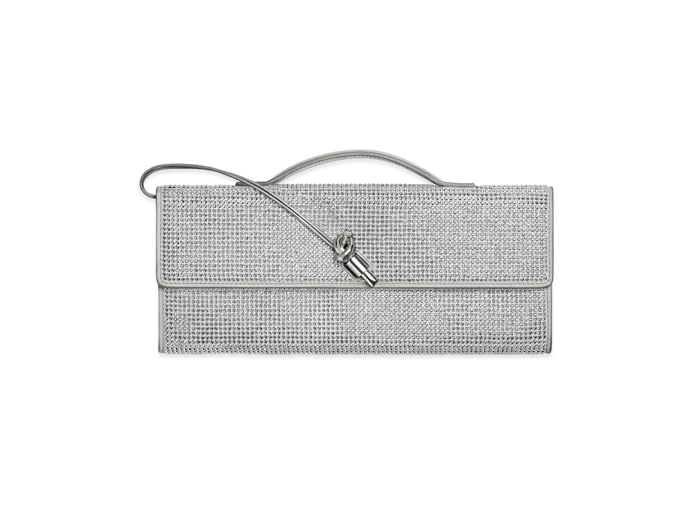 Bottega Veneta Andiamo Clutch Bag "White Moonlight/Silver"
