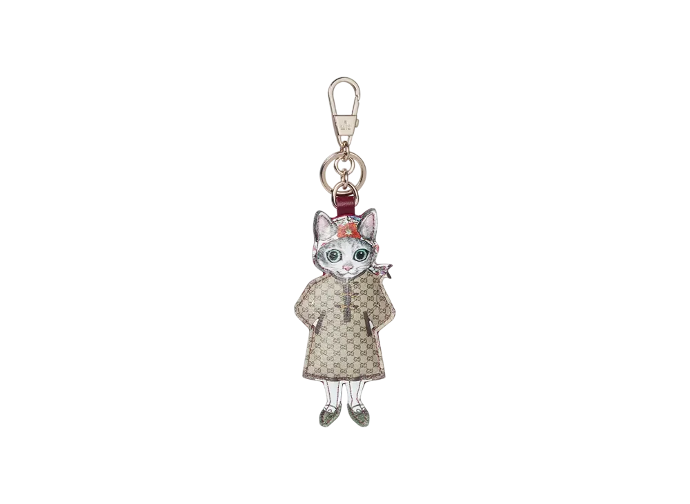すぐ届く【GUCCI】844246 JAAJT ヒグチユウコ 猫チャーム グッチ日本限定 ヒグチユウコ猫(ボー)GGキャンバス チャーム