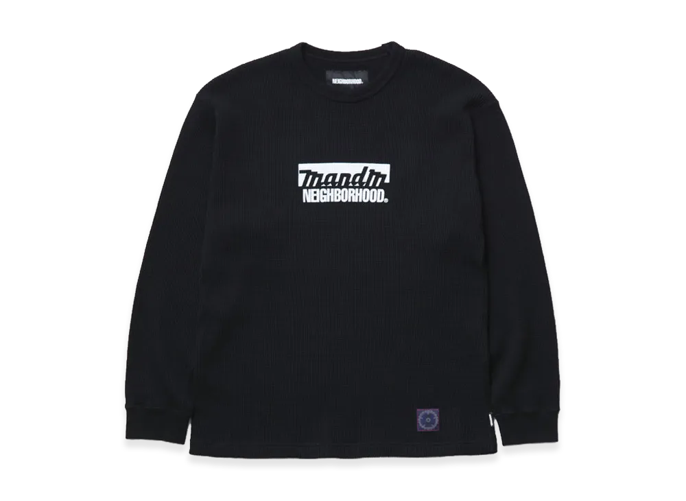 NEIGHBORHOOD x M&M . Waffle Fabric Crewneck LS "Black"