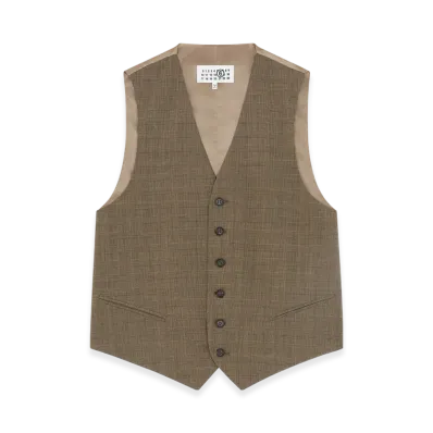 MM6 Maison Margiela Men's Checked Waistcoat "Brown"