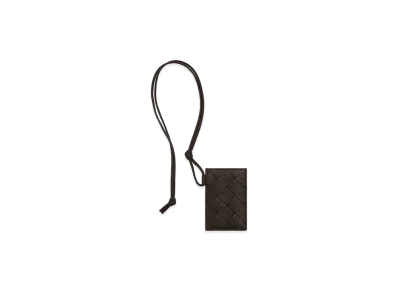 Bottega Veneta Intrecciato Badge Holder "Fondente"