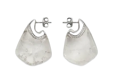 Bottega Veneta Fin Earrings "Rock Crystal/White"