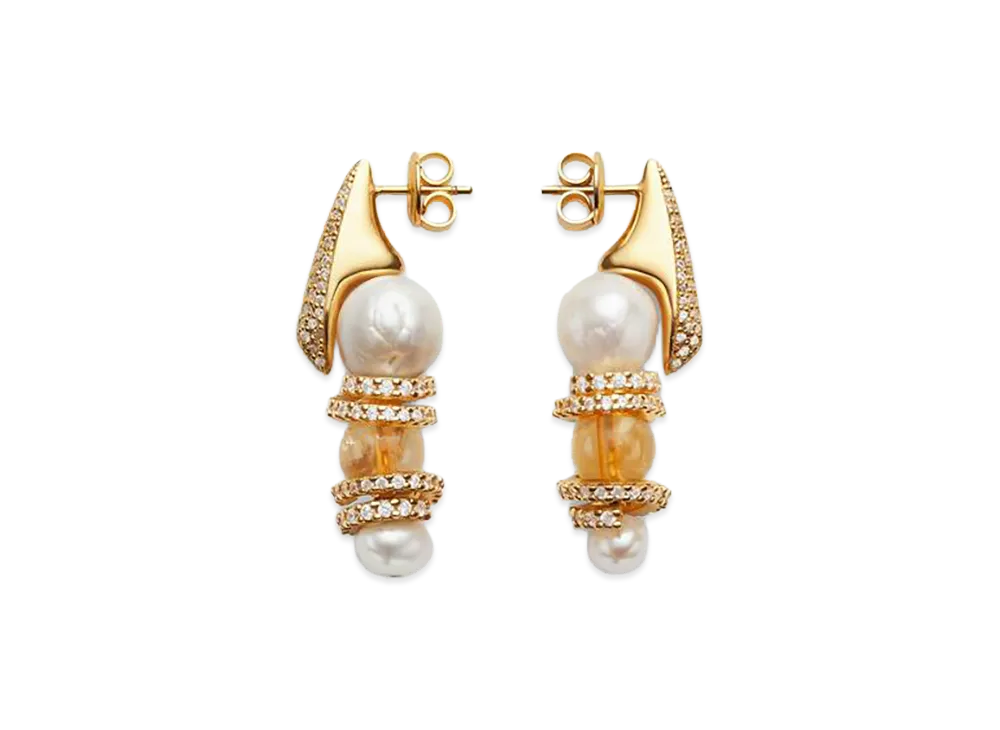Bottega Veneta Twist Earrings "Citrine/White"