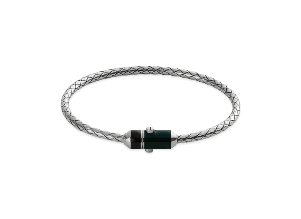 Bottega Veneta Intrecciato Bracelet "Black/Emerald Green"