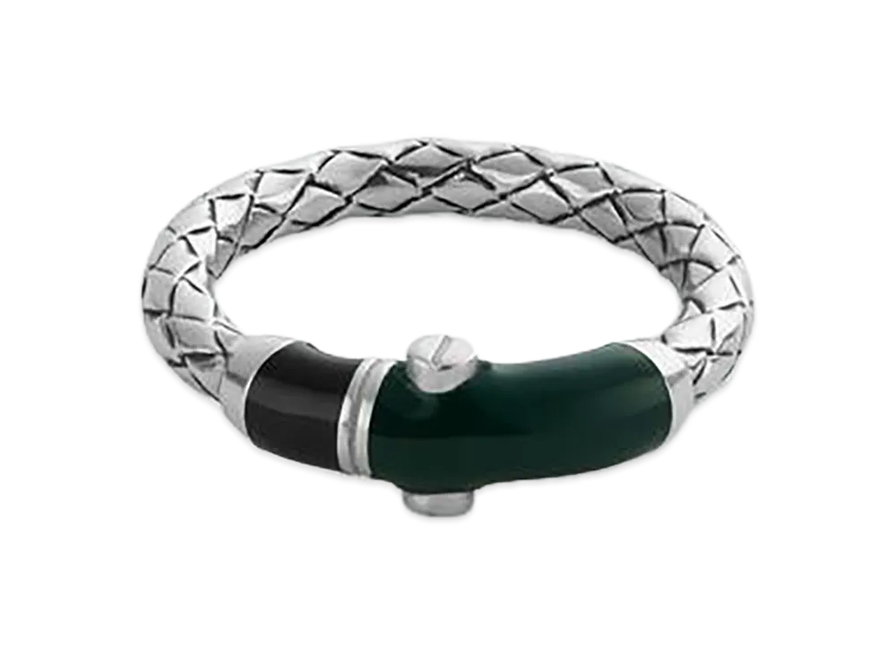 Bottega Veneta Intrecciato Ring "Black/Emerald Green"