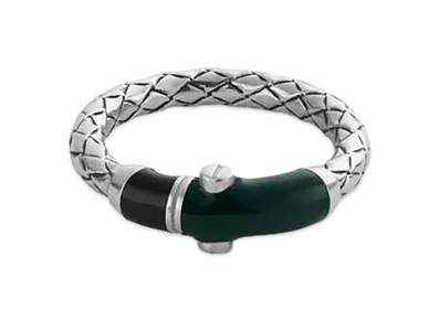 Bottega Veneta Intrecciato Ring "Black/Emerald Green"